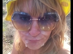 Kinky selfie - quick fuck in the forest blowjob ass licking doggystyle cum on face outdoor sex